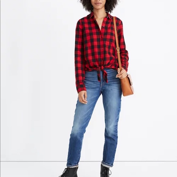 Madewell tie front flannel in buffalo check XS - Picture 2 of 13